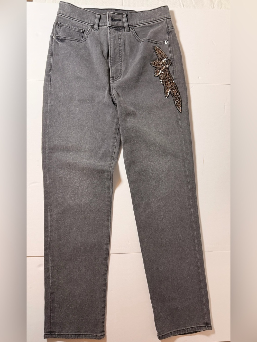 Express Gray Jeans with Sequined Starburst Accent